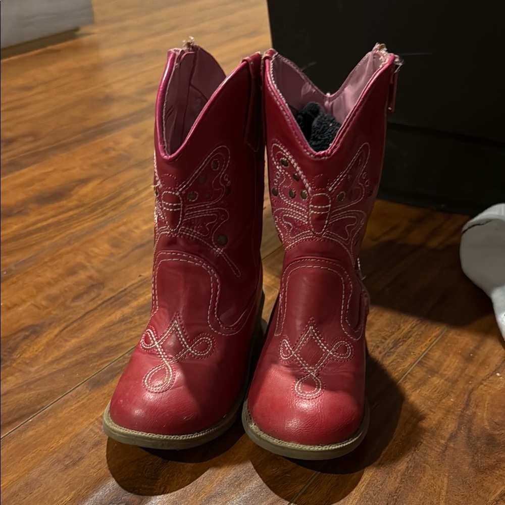 Girls Pink/Red Western Boots